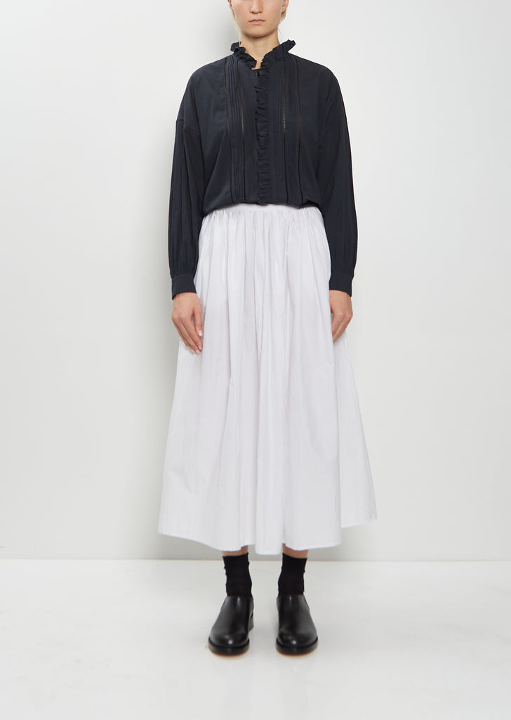 Random Pleated Cotton Silk Skirt — Smoke White
