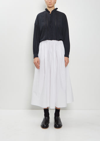 Random Pleated Cotton Silk Skirt — Smoke White