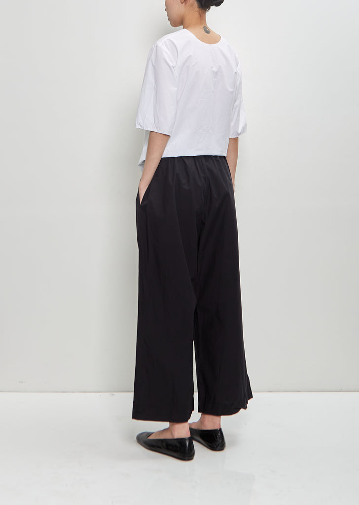 Paper Cotton Wide Leg Pants — Black