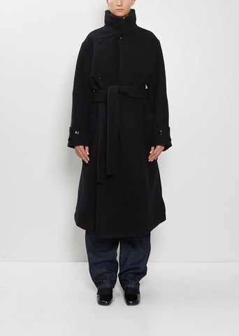 Wrap Wool Coat — Black