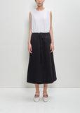 Paper Cotton Twisted Midi Skirt B-OE — Black