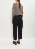 Linen Wool Pinstripe Pleated Tapered Pant — Black