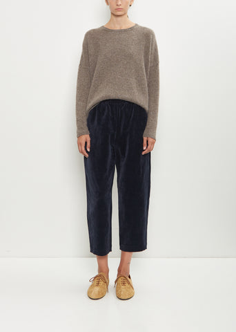 Cotton Linen Velvet Tapered Pant — Blue