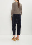Cotton Linen Velvet Tapered Pant — Blue