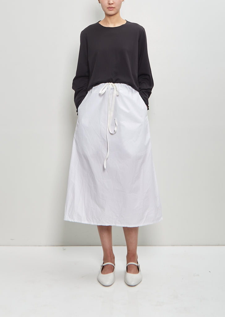 Paper Cotton Twisted Midi Skirt B-OE — White