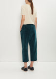 Cotton Linen Velvet Tapered Pant — Peacock Blue