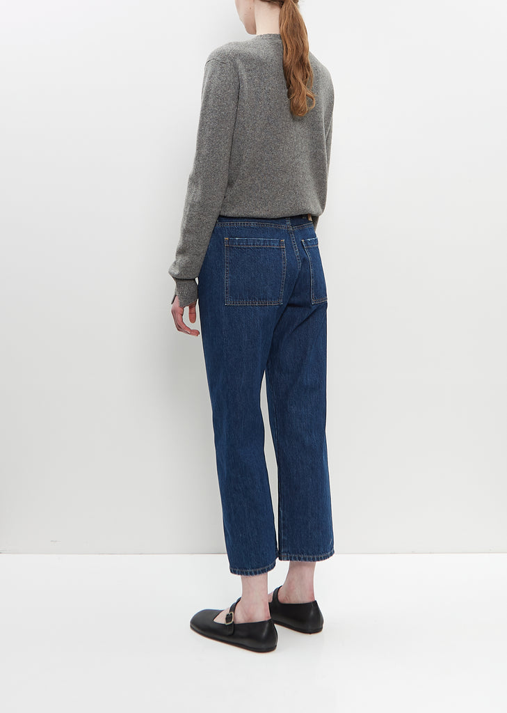 Cotton Denim Cropped Trousers