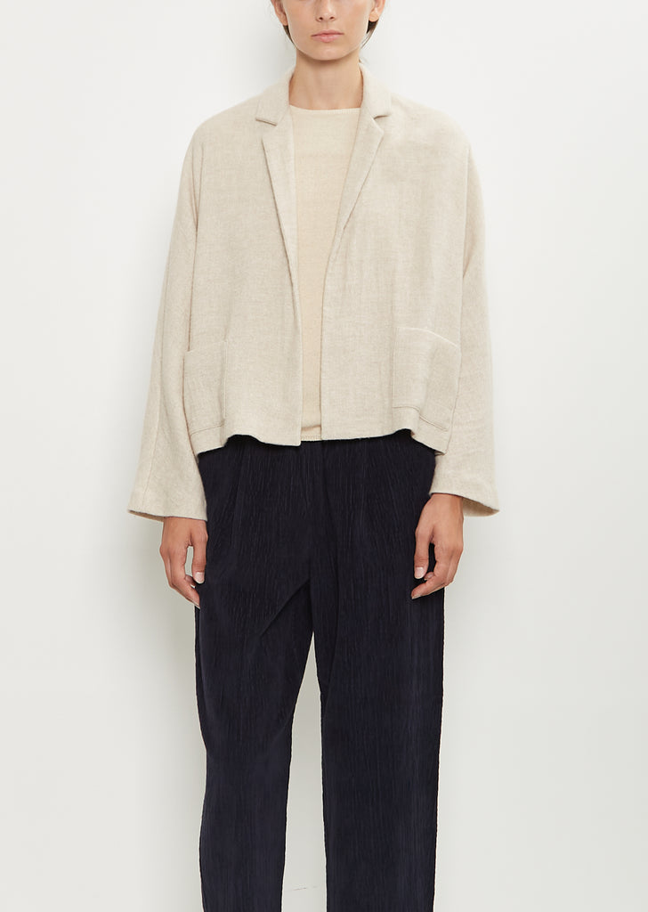 Linen Cashmere Short Open Jacket — Natural
