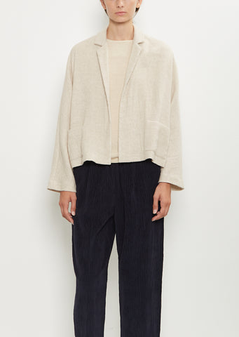 Linen Cashmere Short Open Jacket — Natural