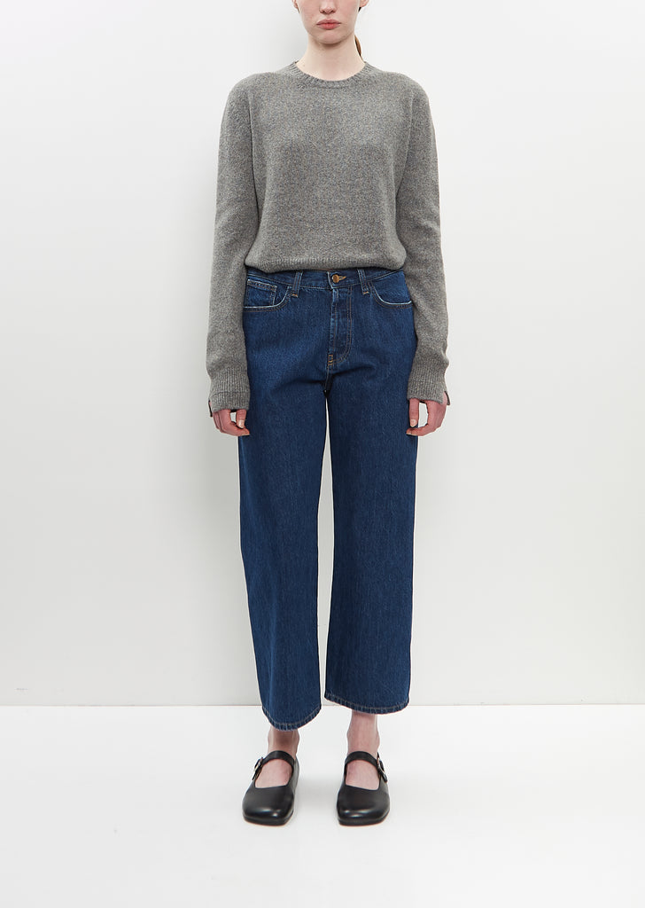 Cotton Denim Cropped Trousers