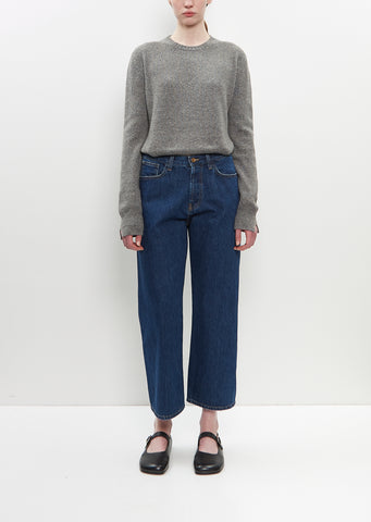 Cotton Denim Cropped Trousers