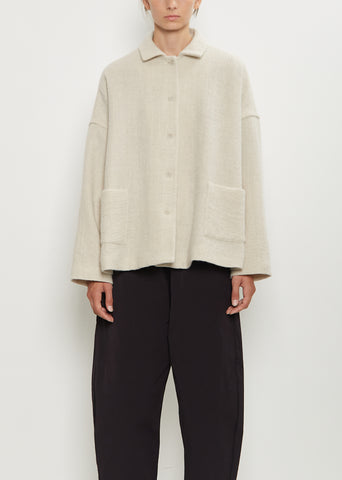 Linen Wool Netting Boxy Jacket