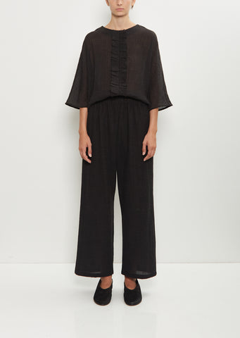 Wool Foulard Drawcord Wide Leg Pant