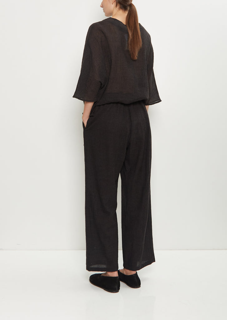 Wool Foulard Drawcord Wide Leg Pant