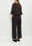 Wool Foulard Drawcord Wide Leg Pant