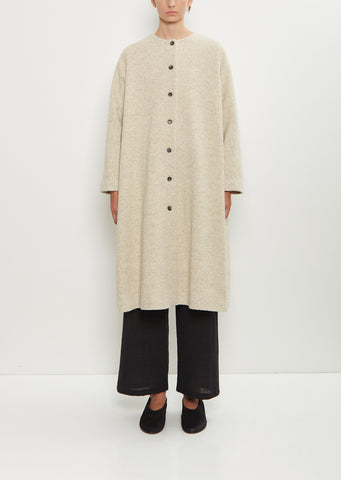 Wool Cotton Collarless Coat