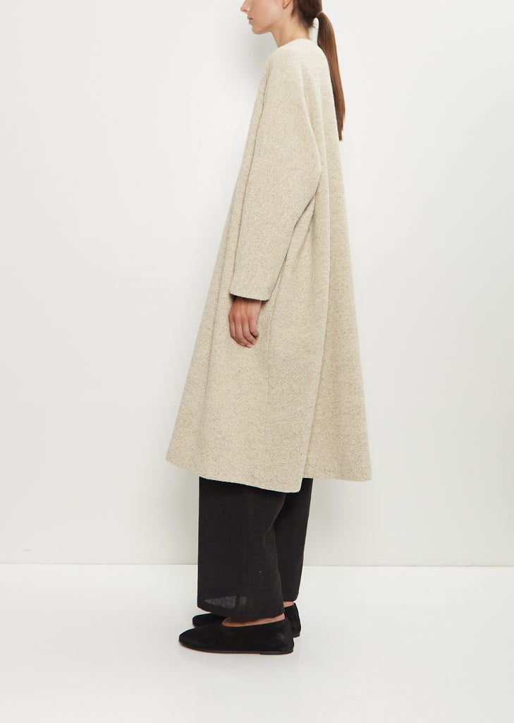 Wool Cotton Collarless Coat