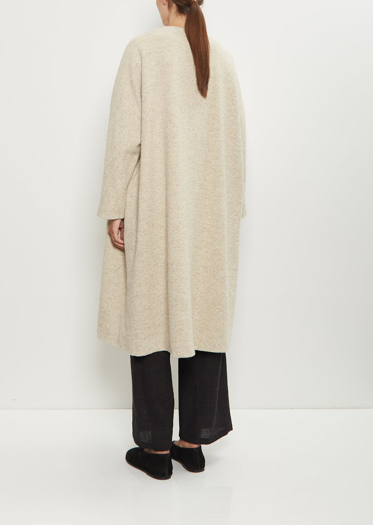 Wool Cotton Collarless Coat