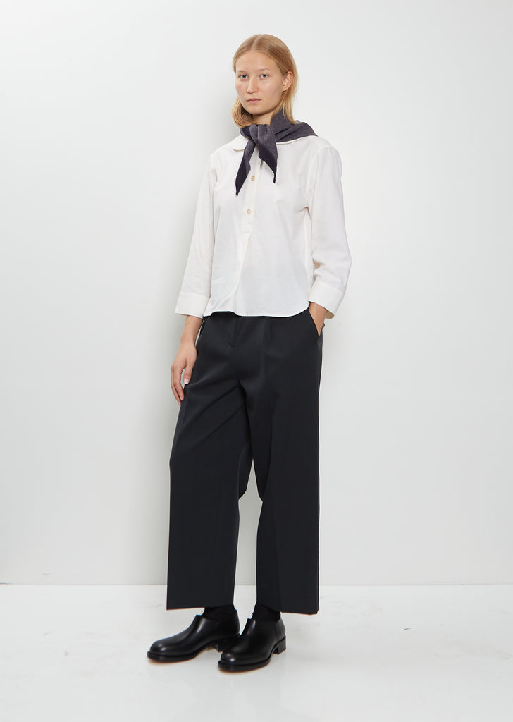 Tipped Wool Scout Scarf — Grey / Ink