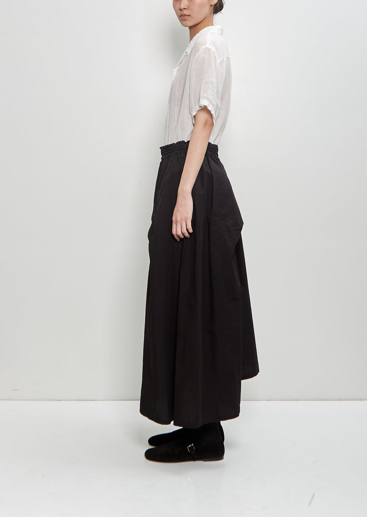 Cotton Tucked Asymmetry Skirt — Black