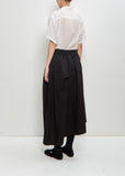 Cotton Tucked Asymmetry Skirt — Black