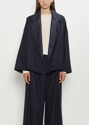 Wool Flanella Reversible Silk Jacket — Midnight