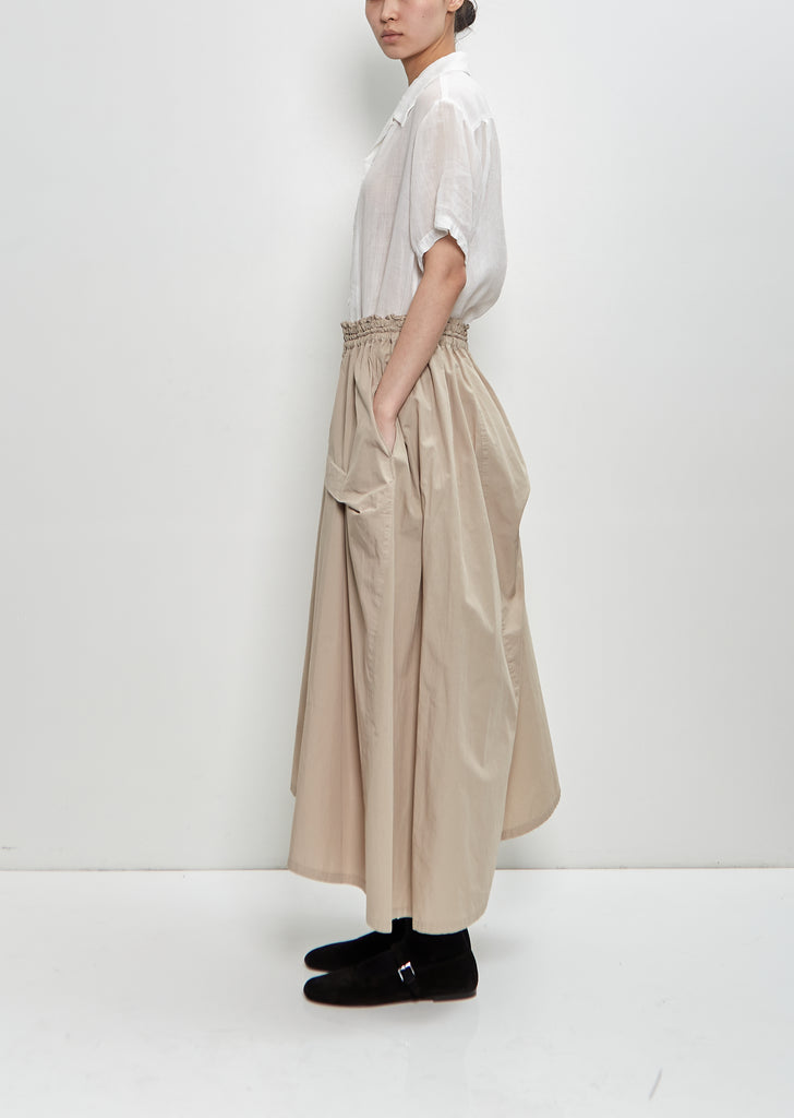 Cotton Tucked Asymmetry Skirt — Beige