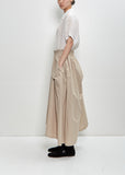 Cotton Tucked Asymmetry Skirt — Beige