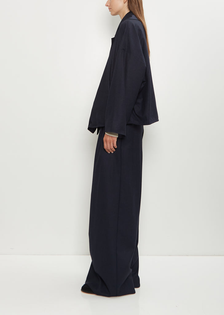 Wool Flanella Reversible Silk Jacket — Midnight