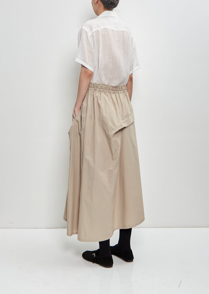 Cotton Tucked Asymmetry Skirt — Beige