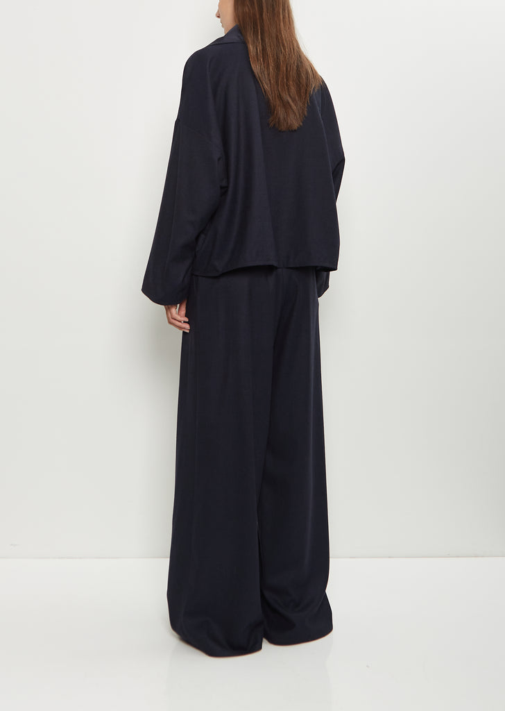 Wool Flanella Reversible Silk Jacket — Midnight