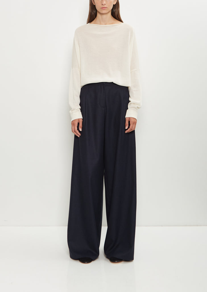 Wool Flannel Full Pants  — Midnight