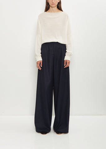 Wool Flannel Full Pants  — Midnight