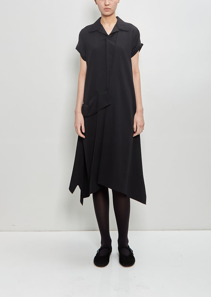 Wool Draped Shirt Dress