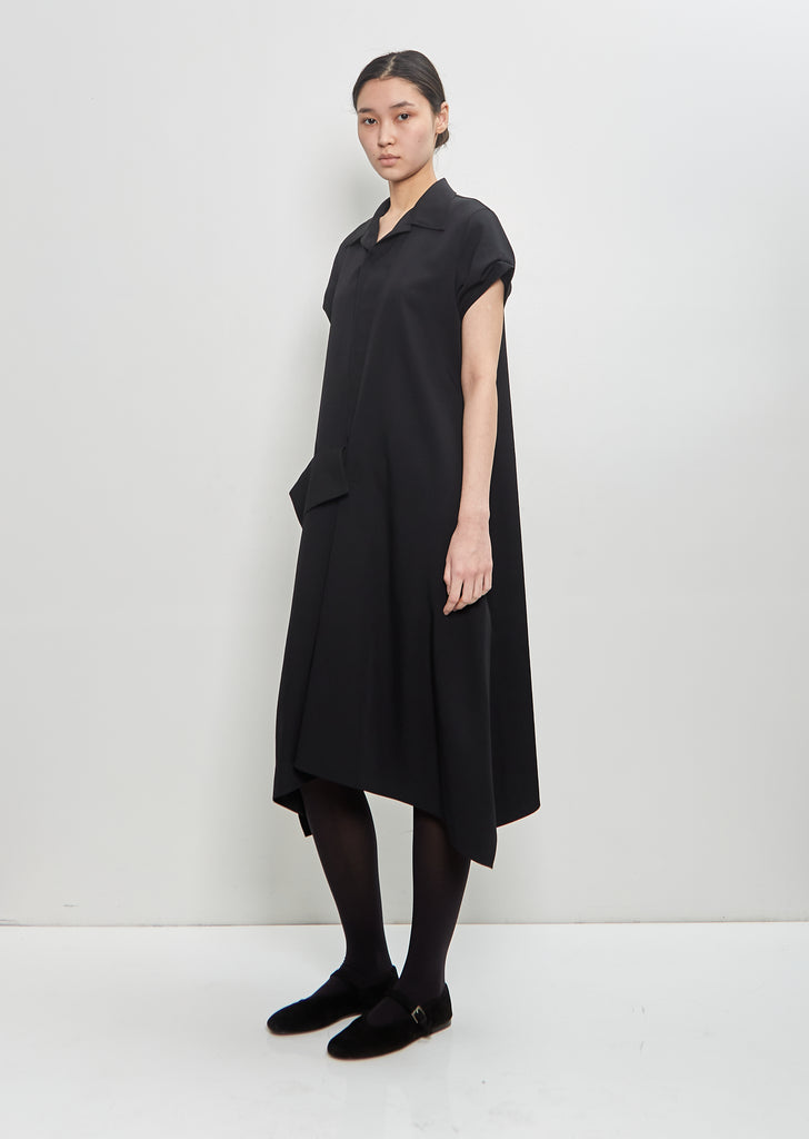 Wool Draped Shirt Dress