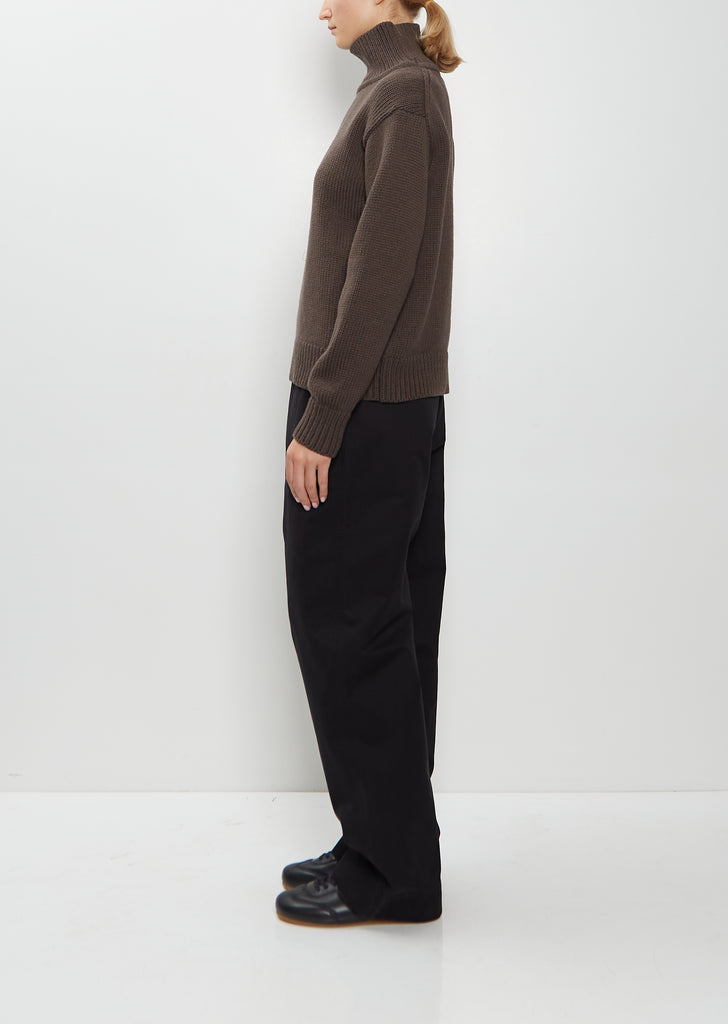 Wool Cotton High Neck Sweater