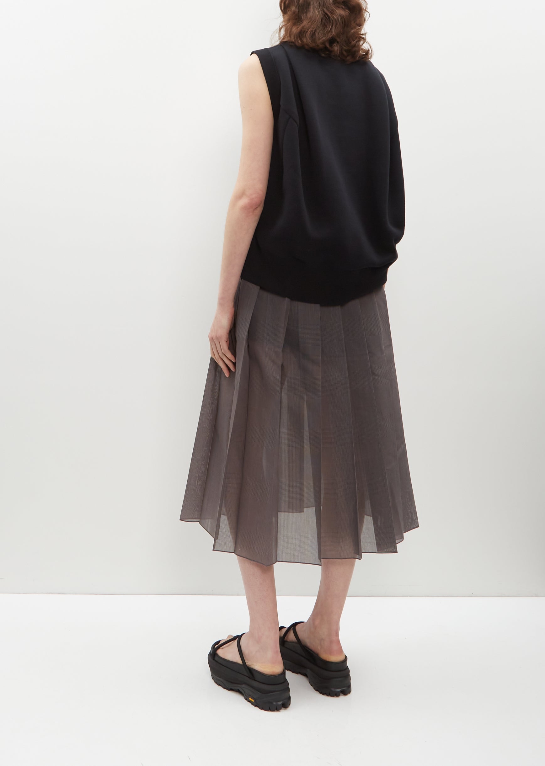 Glencheck Pleated Skirt — Gray – La Garçonne