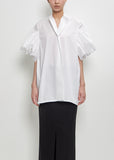 Cotton Rouched Sleeve Top — White