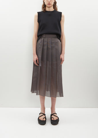 Glencheck Pleated Skirt — Gray