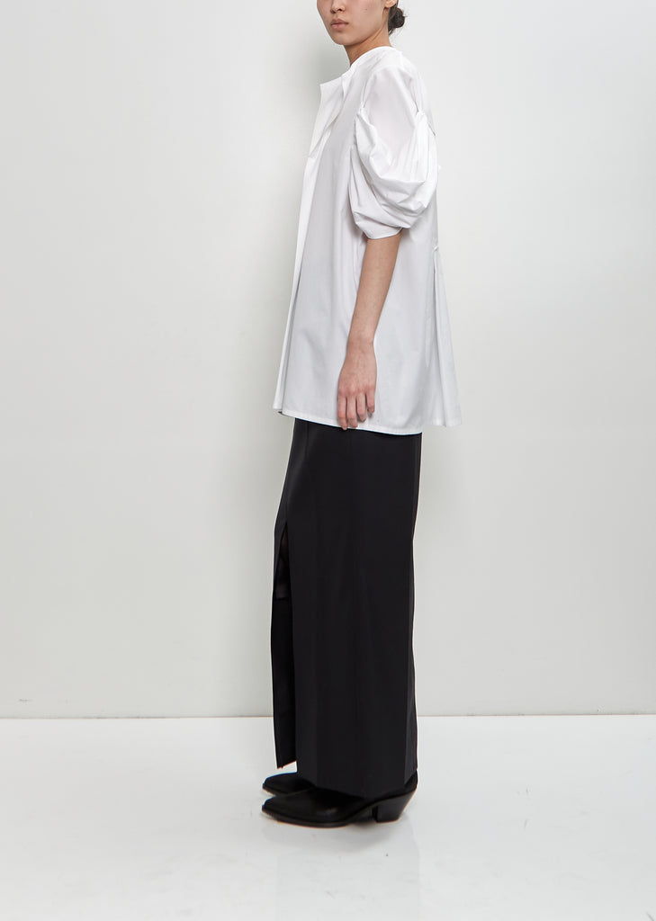 Cotton Rouched Sleeve Top — White