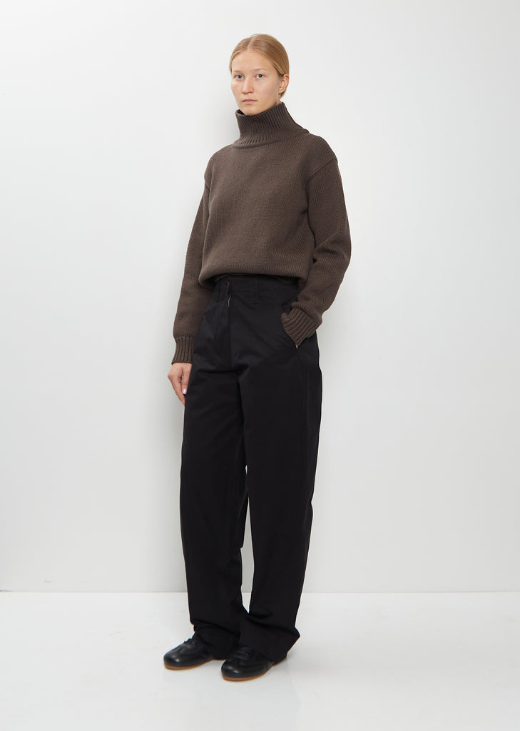 Slant Pocket Cotton Trousers — Black