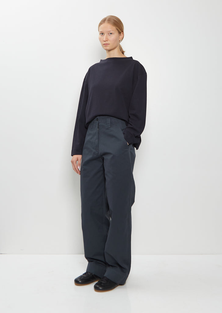 Slant Pocket Cotton Trousers — Petrol