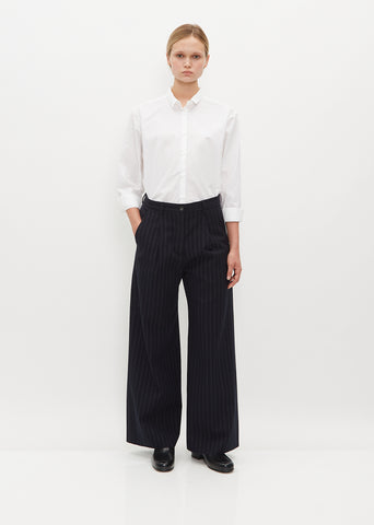 Wide Farmer Pants — Navy Stripe