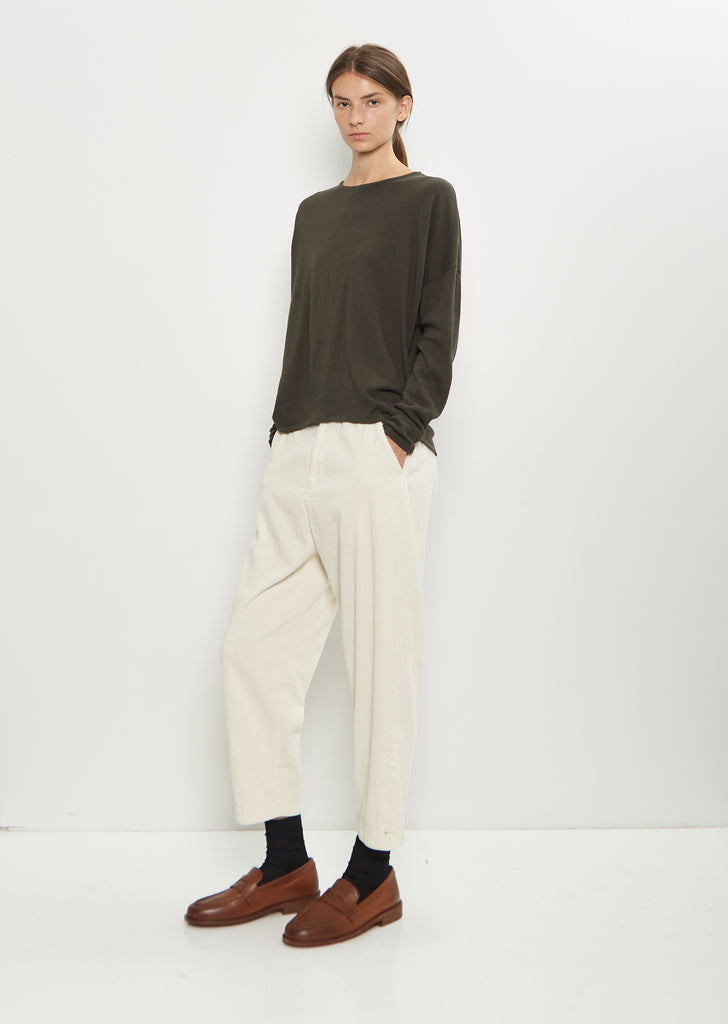 Matte Finish Cotton Wool Pullover — Khaki
