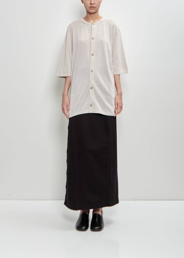 Cotton Short Sleeve Overshirt — Stone Beige Melange