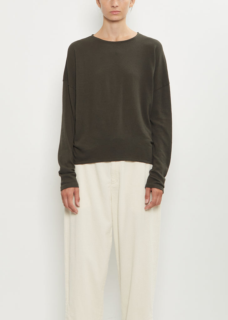 Matte Finish Cotton Wool Pullover — Khaki