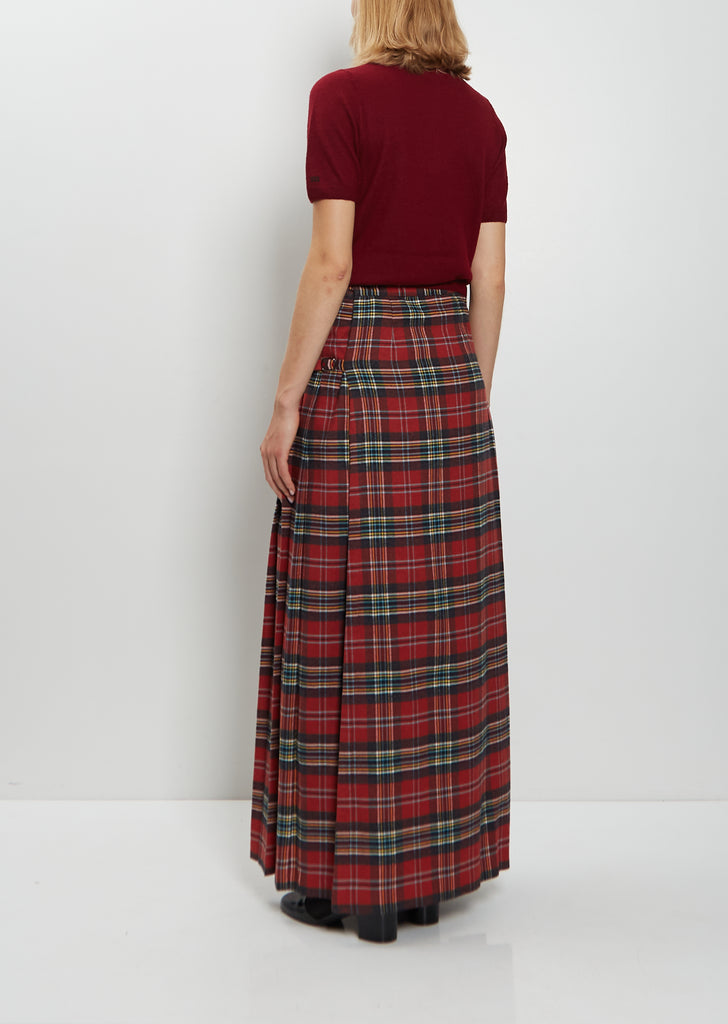 Maya Pleated Cotton Tartan Skirt