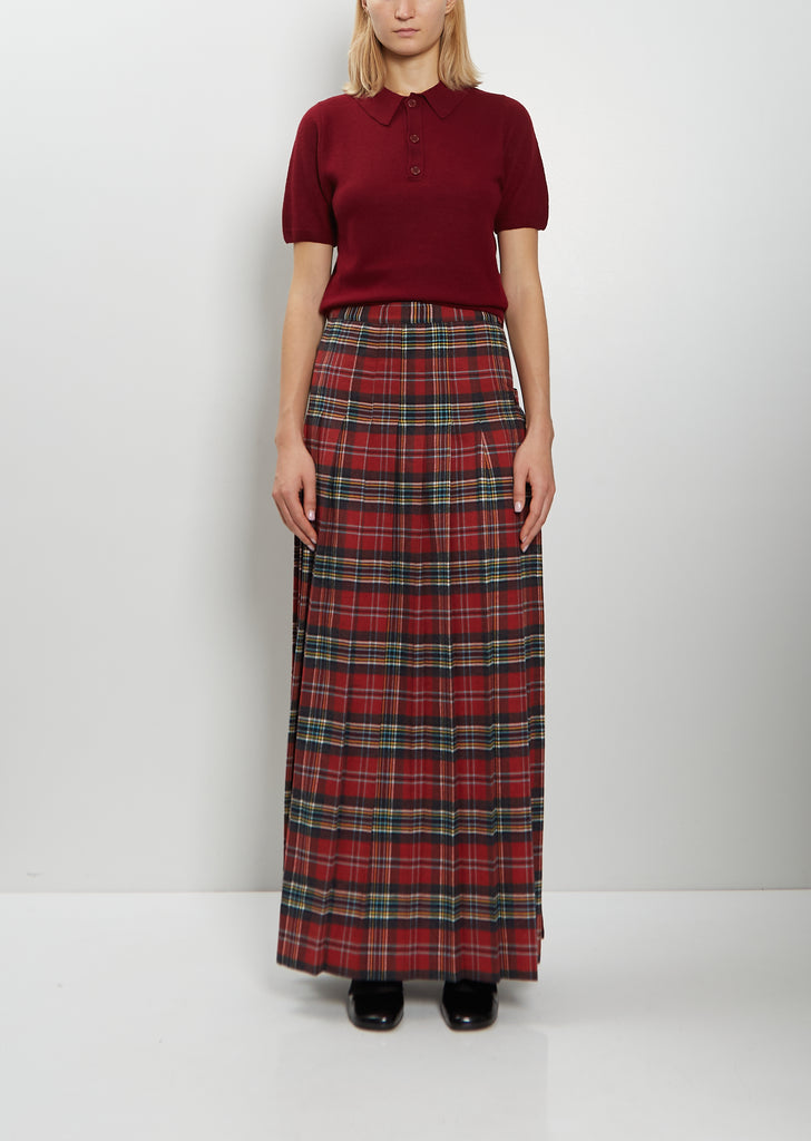 Maya Pleated Cotton Tartan Skirt