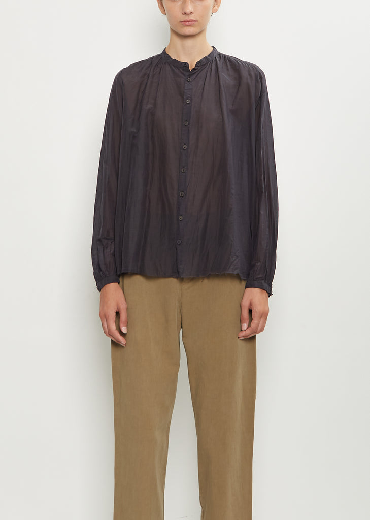 Cotton Silk Lawn Blouse — Navy