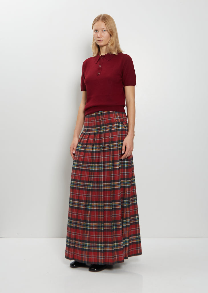 Maya Pleated Cotton Tartan Skirt